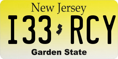 NJ license plate I33RCY