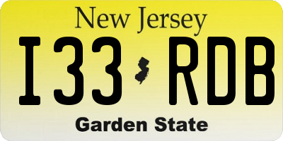 NJ license plate I33RDB