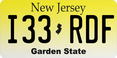 NJ license plate I33RDF