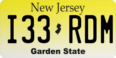 NJ license plate I33RDM
