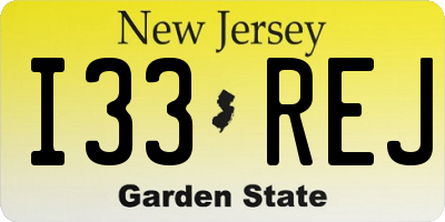 NJ license plate I33REJ