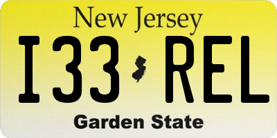 NJ license plate I33REL