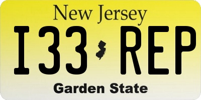 NJ license plate I33REP