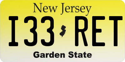 NJ license plate I33RET