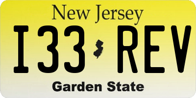 NJ license plate I33REV