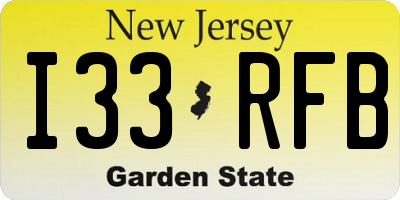 NJ license plate I33RFB