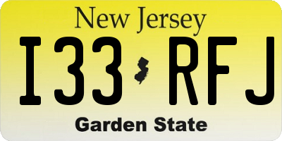 NJ license plate I33RFJ