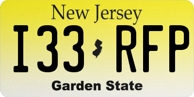 NJ license plate I33RFP