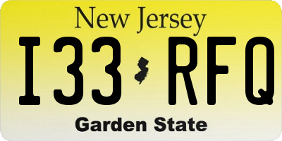 NJ license plate I33RFQ