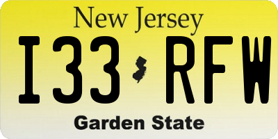 NJ license plate I33RFW
