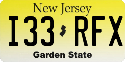 NJ license plate I33RFX