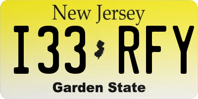 NJ license plate I33RFY