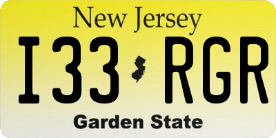 NJ license plate I33RGR