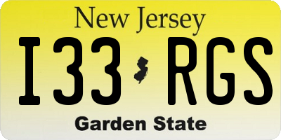NJ license plate I33RGS