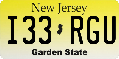 NJ license plate I33RGU