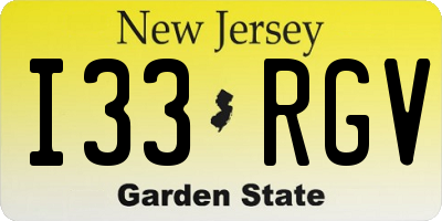 NJ license plate I33RGV