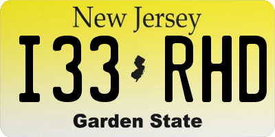 NJ license plate I33RHD
