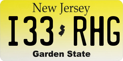 NJ license plate I33RHG
