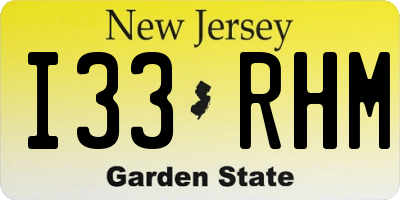 NJ license plate I33RHM
