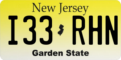 NJ license plate I33RHN