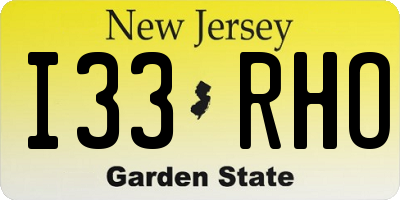 NJ license plate I33RHO