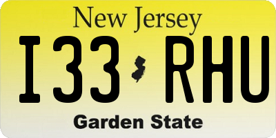 NJ license plate I33RHU