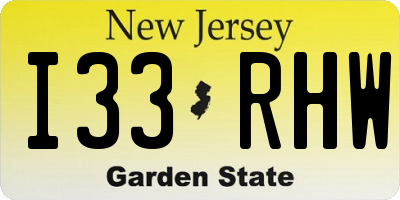 NJ license plate I33RHW