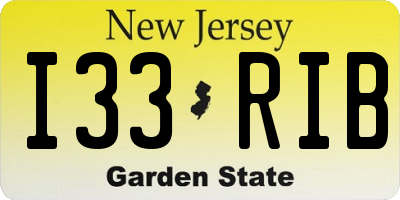 NJ license plate I33RIB