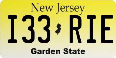 NJ license plate I33RIE