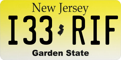 NJ license plate I33RIF