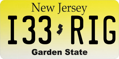 NJ license plate I33RIG