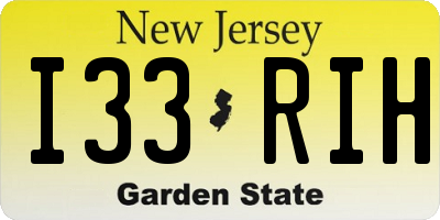 NJ license plate I33RIH