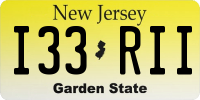 NJ license plate I33RII