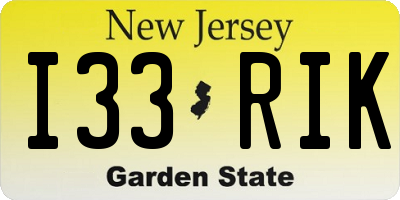 NJ license plate I33RIK