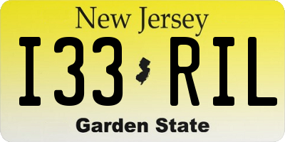 NJ license plate I33RIL