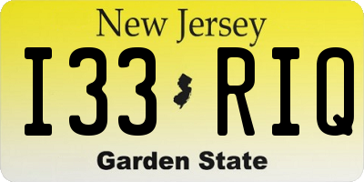 NJ license plate I33RIQ