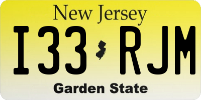 NJ license plate I33RJM