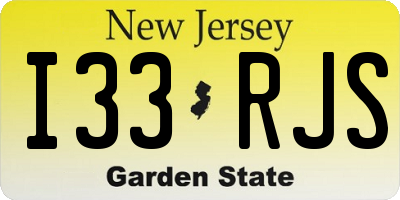 NJ license plate I33RJS