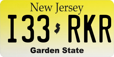NJ license plate I33RKR