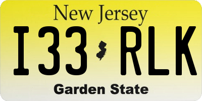 NJ license plate I33RLK