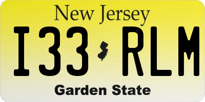 NJ license plate I33RLM