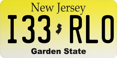 NJ license plate I33RLO