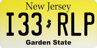 NJ license plate I33RLP