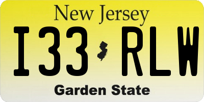 NJ license plate I33RLW