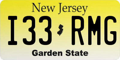 NJ license plate I33RMG