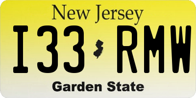 NJ license plate I33RMW