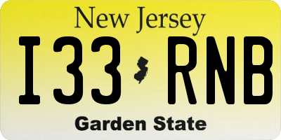 NJ license plate I33RNB
