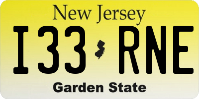 NJ license plate I33RNE