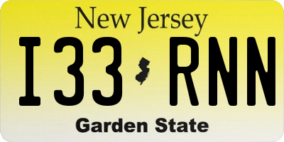 NJ license plate I33RNN