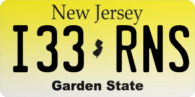 NJ license plate I33RNS